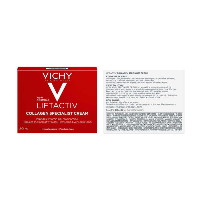 ingredienti di Vichy Liftactiv Collagen Specialist Crema Giorno Rimpolpante 50ml