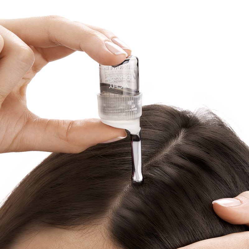 applicazione Vichy Dercos Aminexil Pro Anti-Caduta Capelli Donna 21 Fiale