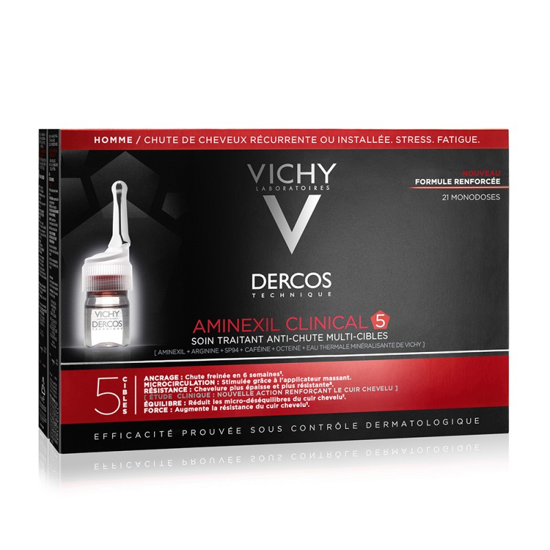 Vichy Dercos Aminexil Intensive 5 Rimedio per Capelli per Uomo 21 Fiale