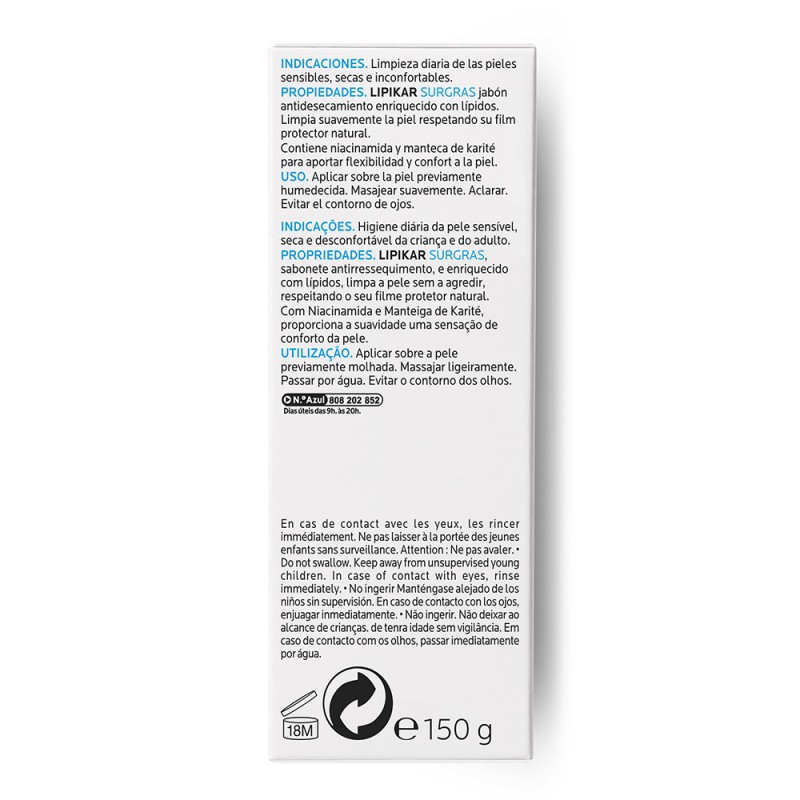 ingredienti di La Roche Posay Lipikar Surgras Pane Fisiologico 150 gr