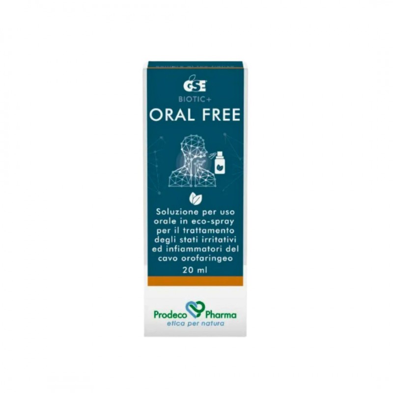 confezione di GSE Oral Free Spray con Aloe per la Gola 20ml