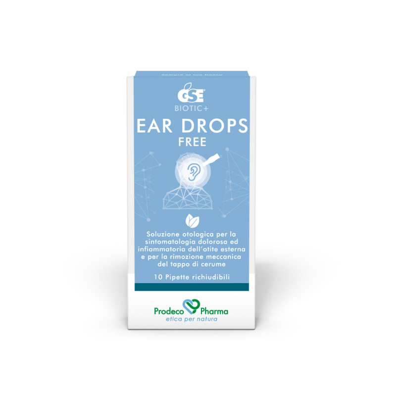 scatola GSE Ear Drops Free Gocce per il Mal d'Orecchio 10 Pipette