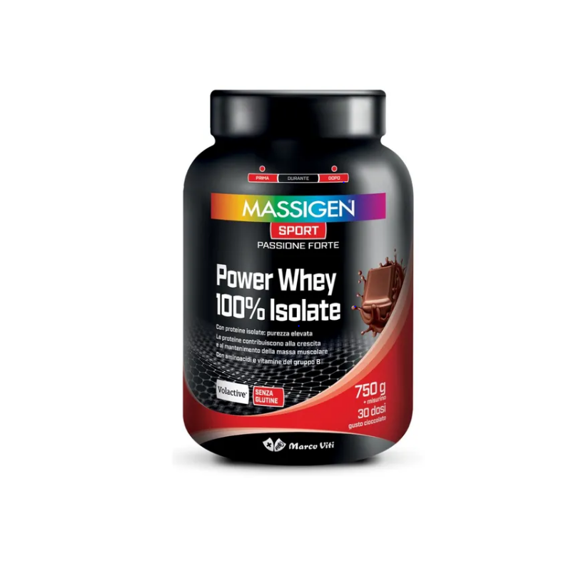 Marco Viti Massigen Sport Power Whey Isolate Integratore di Proteine Gusto Cioccolato 750g Marco Viti Massigen Sport Power Whey Isolate Integratore di Proteine Gusto Cioccolato 750g