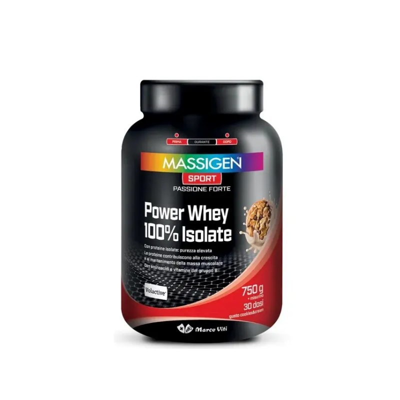 Marco Viti Massigen Sport Power Whey Isolate Integratore di Proteine Gusto Cookies 750g Marco Viti Massigen Sport Power Whey Isolate Integratore di Proteine Gusto Cookies 750g