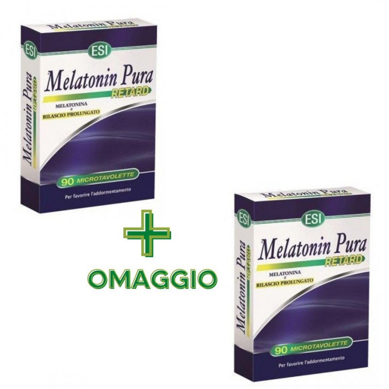 2 confezioni di ESI Melatonina Pura Retard per Favorire Sonno 90 Tavolette + CONFEZIONE OMAGGIO 2 confezioni di ESI Melatonina Pura Retard per Favorire Sonno 90 Tavolette + CONFEZIONE OMAGGIO