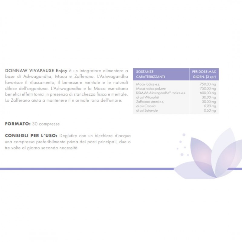 ingredienti di GSE Donnaw Vivipause Enjoy Integratore Relax in Menopausa 30 Compresse ingredienti di GSE Donnaw Vivipause Enjoy Integratore Relax in Menopausa 30 Compresse