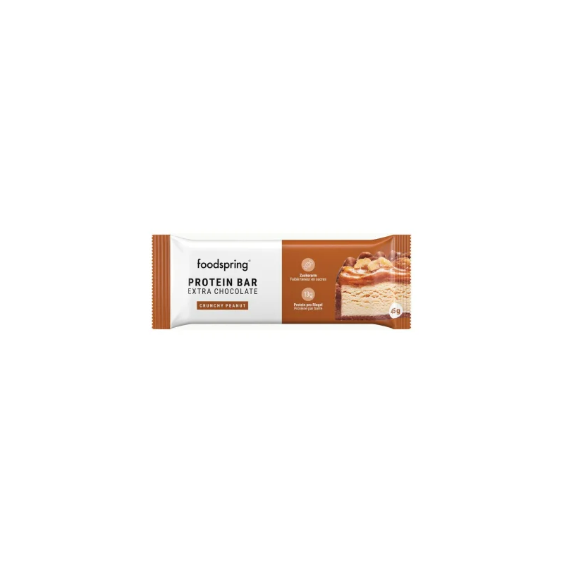 Foodspring Barretta proteica Extra Cioccolato Recupero Muscolare Gusto Arachide Croccante 45 gr