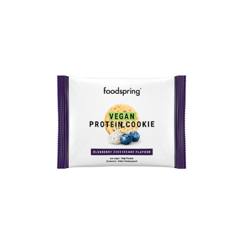 Foodspring Vegan Protein Cookie Gusto Cheesecake ai Mirtilli Snack Proteico 50g Busta monodose Foodspring Vegan Protein Cookie Gusto Cheesecake ai Mirtilli Snack Proteico 50g Busta monodose