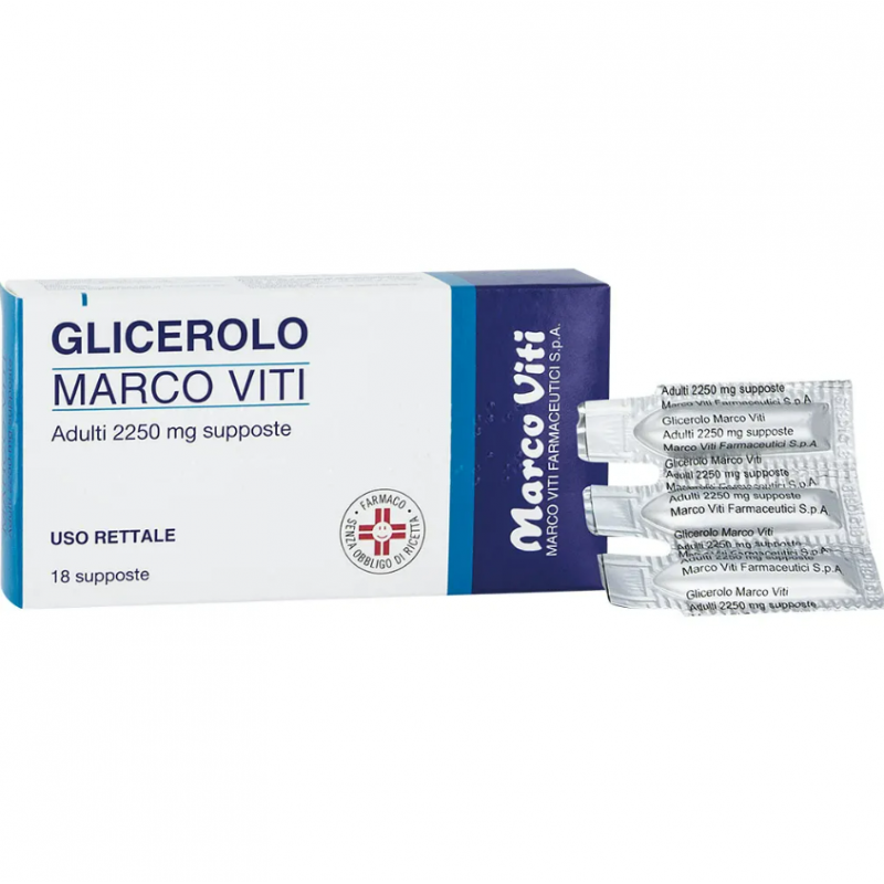 scatola di Glicerolo Marco Viti 18 Supposte Adulti 2250 Mg
