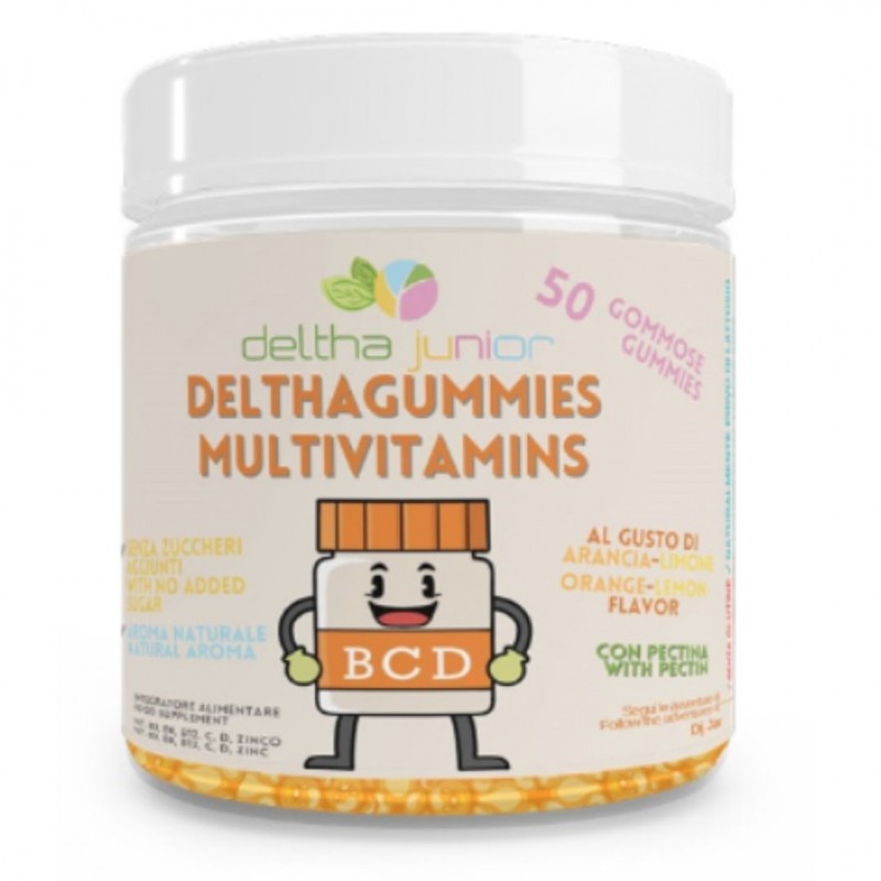 Confezione esterna di Delthagummies Multivitamins Integratore Multivitaminico 50 Gummies