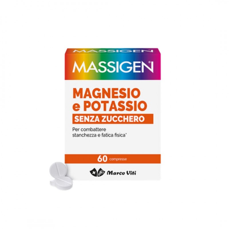 confezione di Massigen Magnesio e Potassio Integratore Ricostituente 60 Compresse