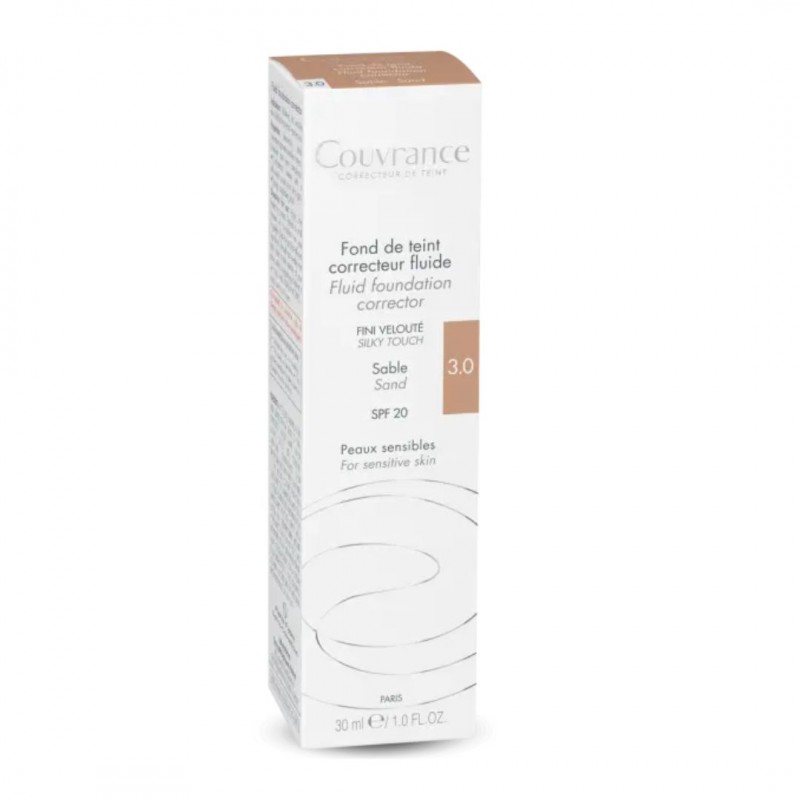 Scatola esterna di Avene Couvrance Fondotinta Fluido 3.0 Color Sabbia SPF 20 Tubo 30ml Scatola esterna di Avene Couvrance Fondotinta Fluido 3.0 Color Sabbia SPF 20 Tubo 30ml