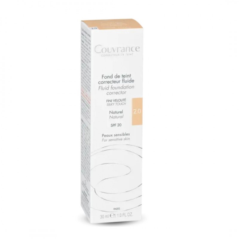 Scatola di Avene Couvrance Fondotinta Fluido Colore 2.0 Naturale SPF 20Tubo 30 ml Scatola di Avene Couvrance Fondotinta Fluido Colore 2.0 Naturale SPF 20Tubo 30 ml