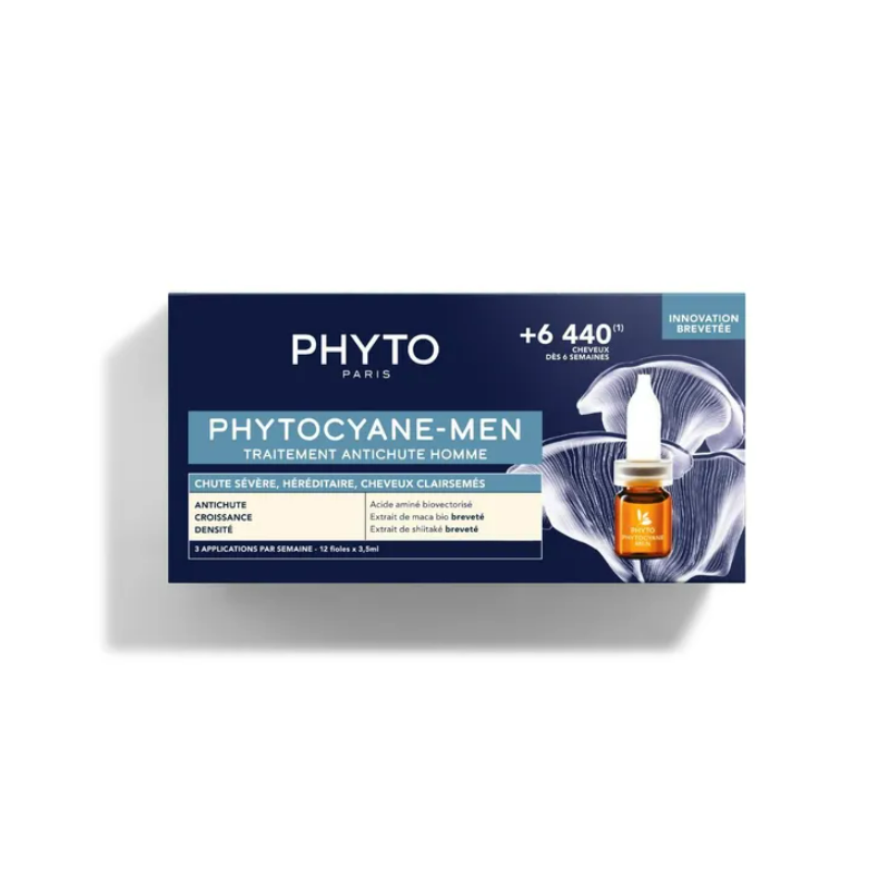 confezione di Phyto Phytocyane Fiale Uomo Anti Caduta Severa 12 Fiale da 5ml