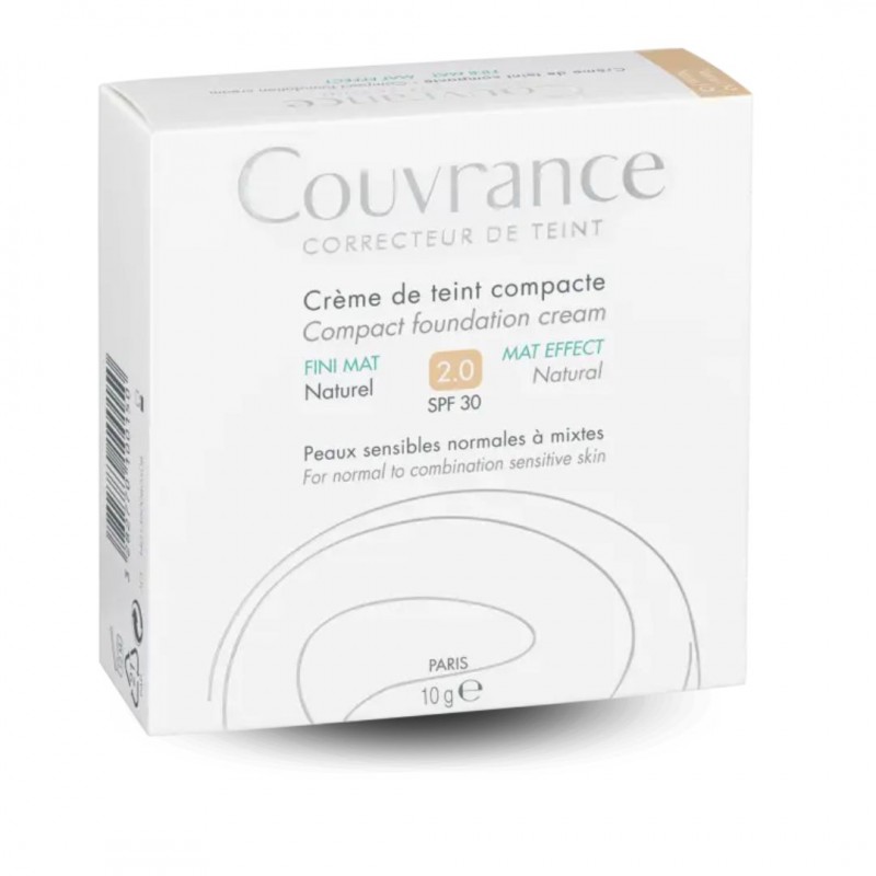 Scatola di Avene Couvrance Crema Compatta Colorata SPF30 Effetto Mat Vellutato 2.0 Color Naturale 10g Scatola di Avene Couvrance Crema Compatta Colorata SPF30 Effetto Mat Vellutato 2.0 Color Naturale 10g