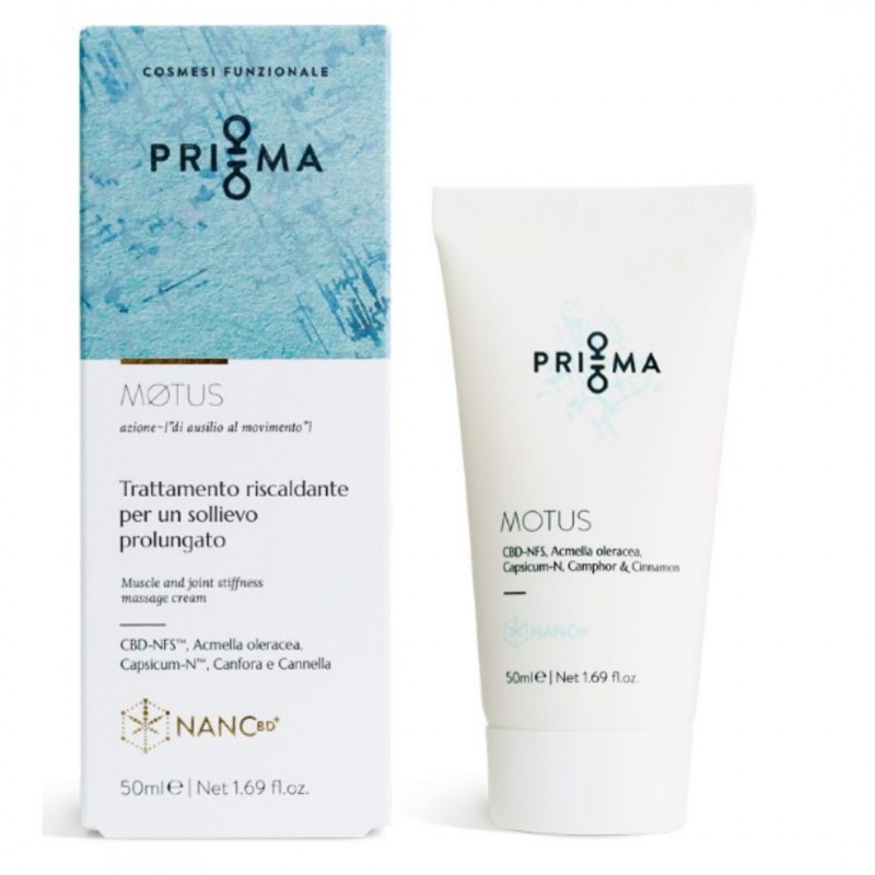 Confezione esterna e tubetto di Motus Crema Effetto Caldo Antinfiammatoria per Dolori Muscolari 50ml