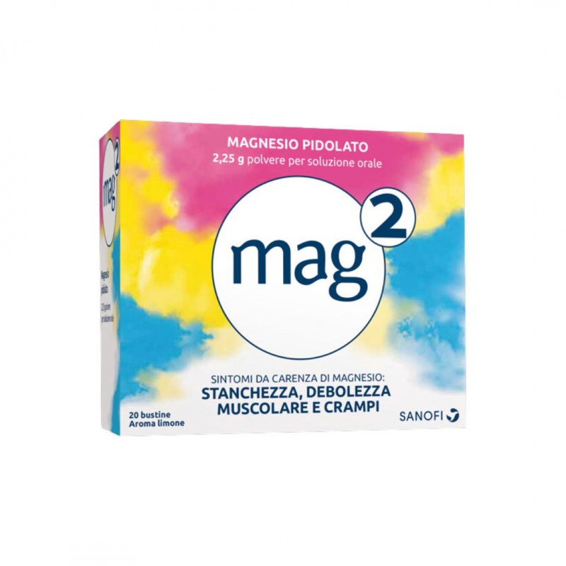 confezione di Mag 2 Integratore Alimentare per Stanchezza e Stress 2,25 gr Magnesio 20 Bustine