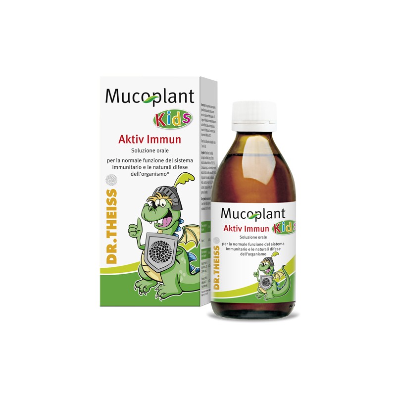 Flacone con Dr. Theiss Mucoplant Aktiv Immun Kids Integratore per Difesemmunitarie Bambini 200ml Flacone con Dr. Theiss Mucoplant Aktiv Immun Kids Integratore per Difesemmunitarie Bambini 200ml