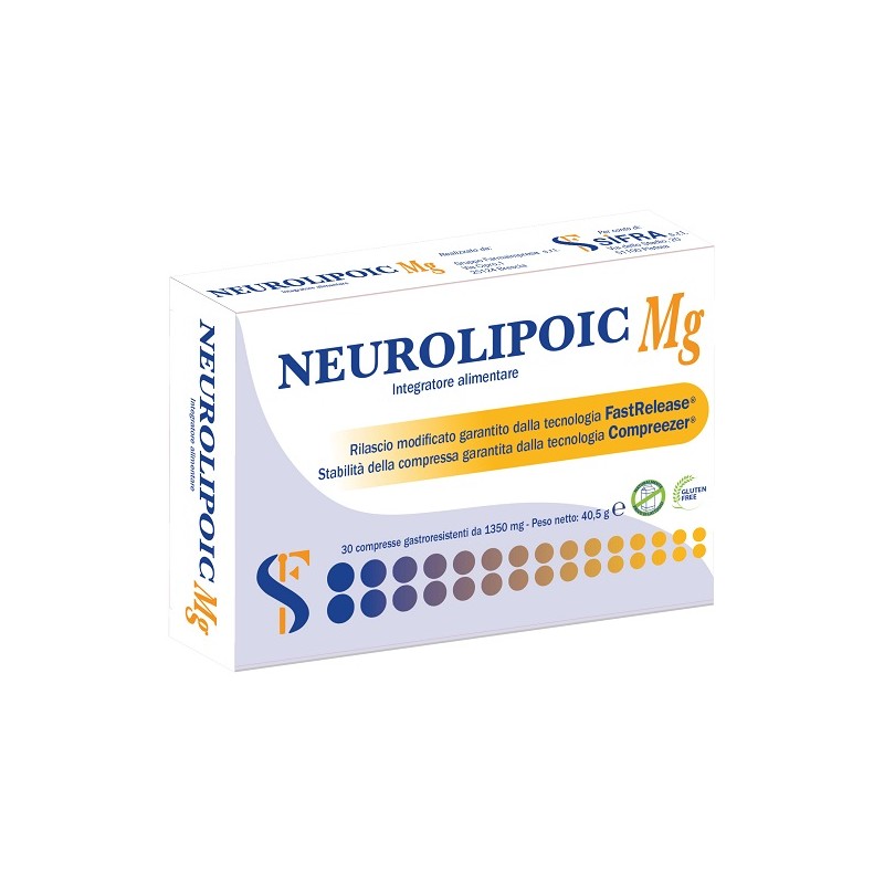 Scatola con Neurolipoic Mg Integratore per Sistema Nervoso 30 Compresse Singole