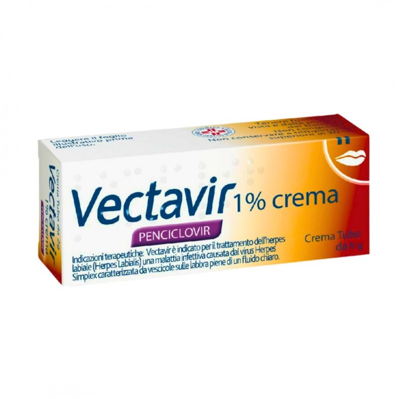 scatola di Vectavir Crema 5 gr 1% per Herpes Labiale
