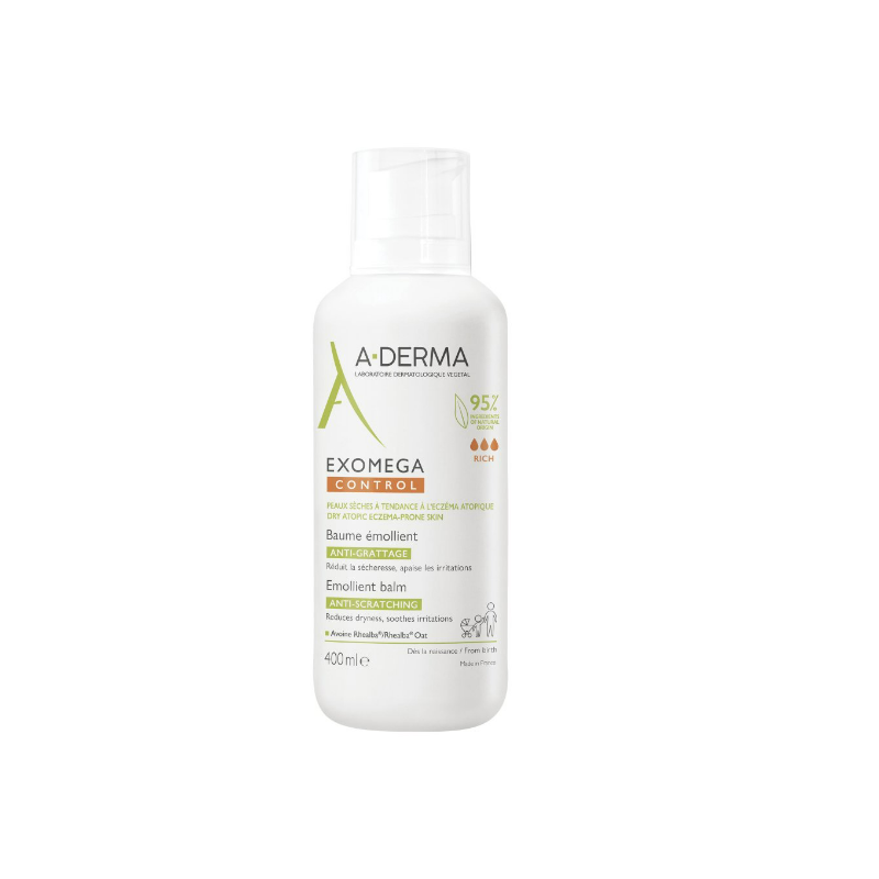 Flacone con A-Derma Exomega Control Balsamo Emolliente 400ml Flacone con A-Derma Exomega Control Balsamo Emolliente 400ml