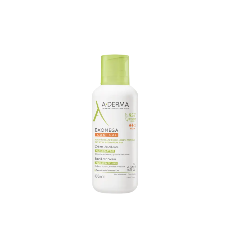 Flacone con A-Derma Exomega Control Crema Emolliente 400ml Flacone con A-Derma Exomega Control Crema Emolliente 400ml