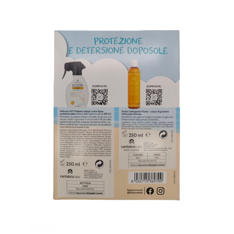 Heliocare 360° Atopic Lotion Spray + Avalon Detergente kit da 2 pezzi Heliocare 360° Atopic Lotion Spray + Avalon Detergente kit da 2 pezzi