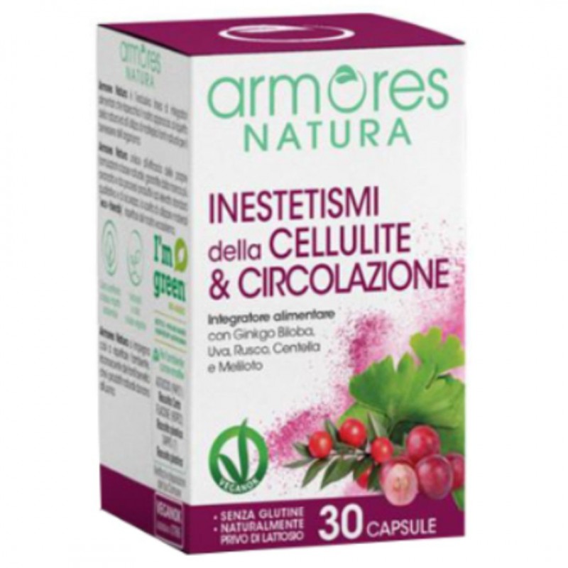 Confezione di Armores Natura Integratore Inestetismi Cellulite e Circolazione 30 Capsule Confezione di Armores Natura Integratore Inestetismi Cellulite e Circolazione 30 Capsule