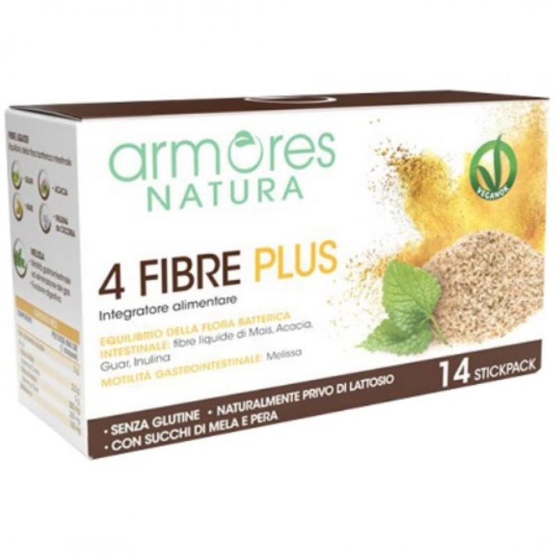 Confezione di Armores Natura 4 Fibre Plus Integratore per Intestino 14 Bustine Confezione di Armores Natura 4 Fibre Plus Integratore per Intestino 14 Bustine