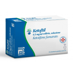 Scatola Ketoftil Collirio Monodose per Occhi Allergici e Allergia 25 Fiale 0,5 ml 0,05%