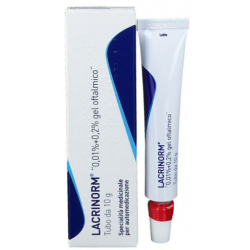 Scatola Lacrinorm Gel Oftalmico Idratante e Lubrificante 10 grammi 0,01%