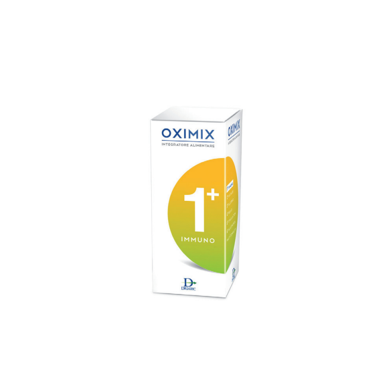 scatola di Oximix 1+ Immuno Integratore Multiminerale Difese Immunitarie Flacone da 200 ml