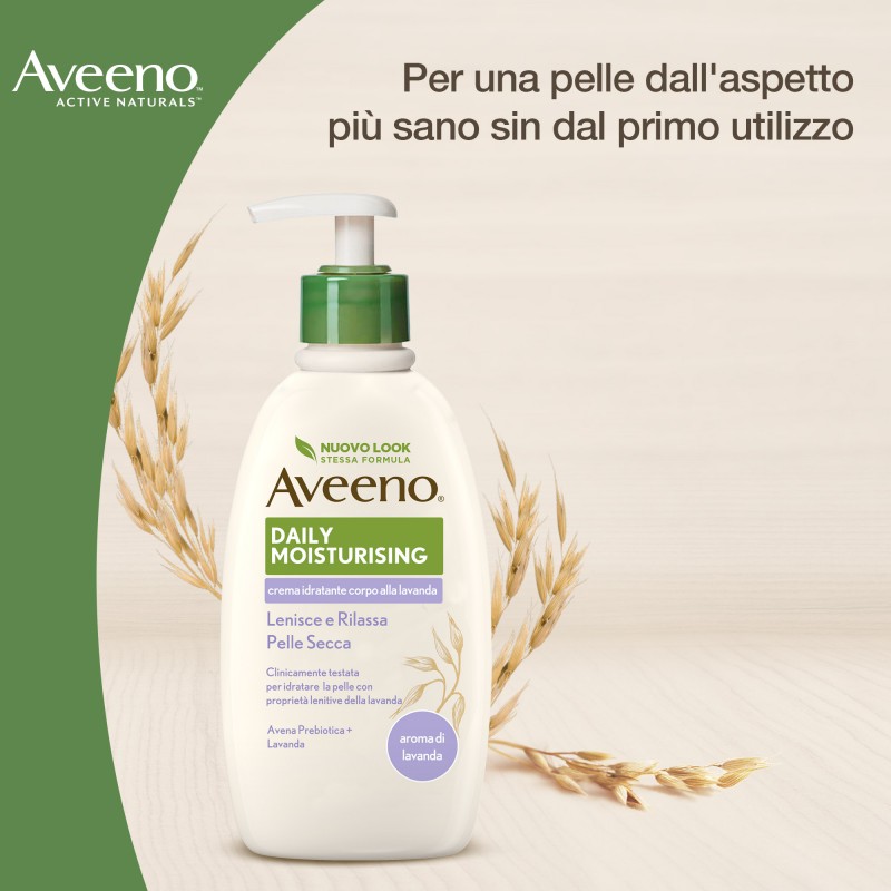Aveeno Daily Moisturising Crema Idratante Corpo Lavanda 300ml flacone e descrizione Aveeno Daily Moisturising Crema Idratante Corpo Lavanda 300ml flacone e descrizione
