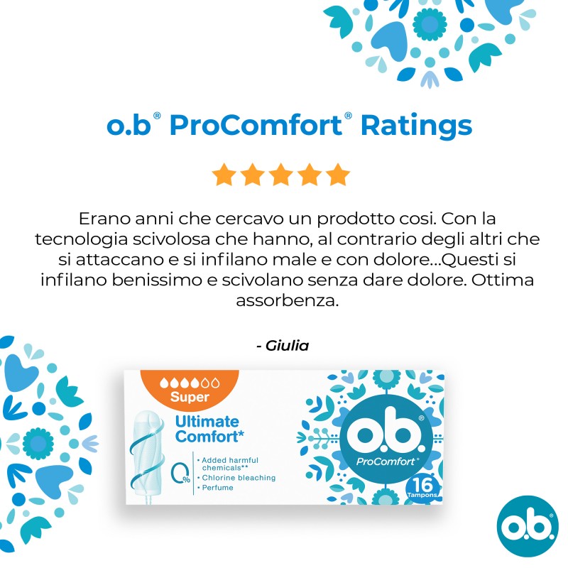 recensioni di OB Pro Comfort Super Assorbenti Flusso Medio e Intenso 16 Pezzi