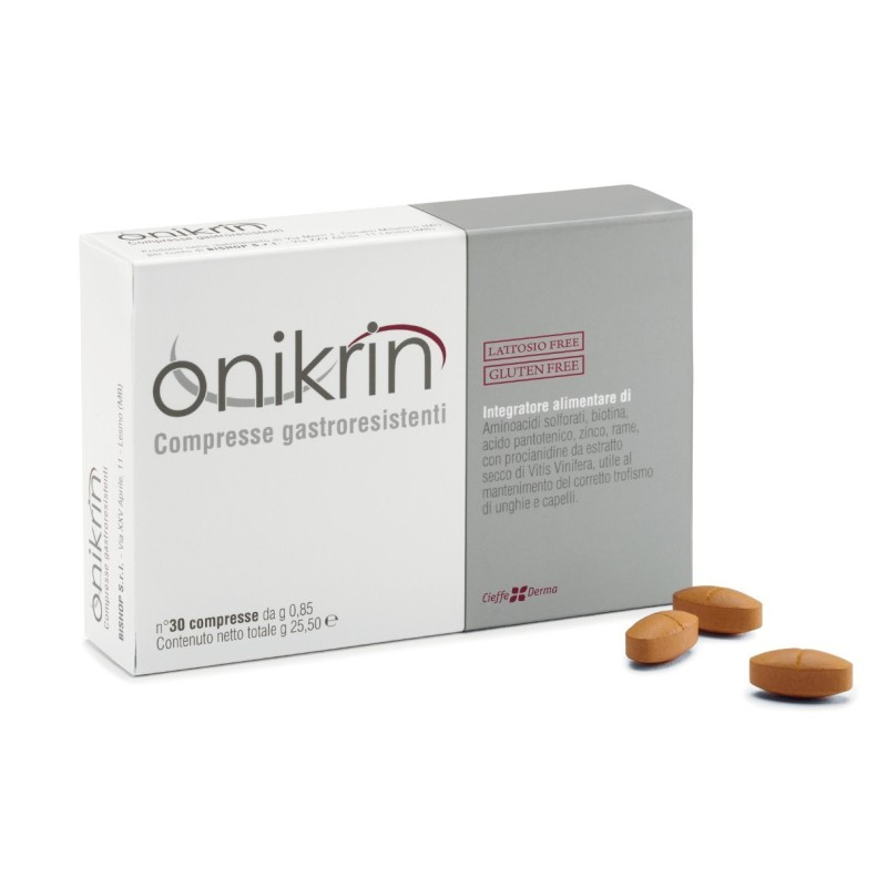 scatola di Onikrin Integratore con Biotina Zinco e Rame 30 Compresse