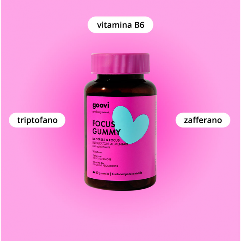 Goovi Focus Gummy Integratore De-stress e Focus 60 Caramelle barattolo e descrizione Goovi Focus Gummy Integratore De-stress e Focus 60 Caramelle barattolo e descrizione