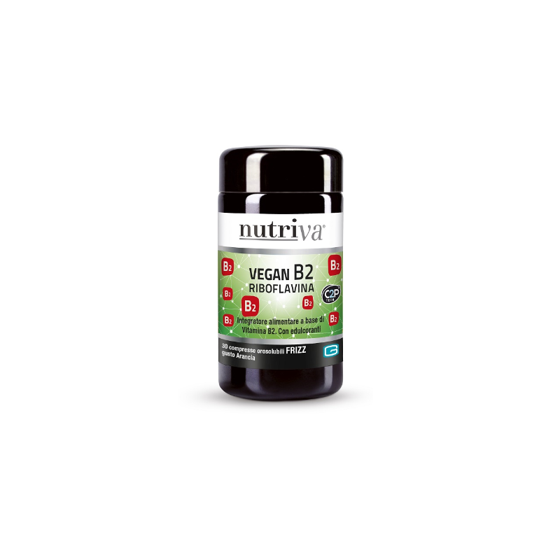 barattolo di Nutriva Vegan B2 Riboflavina 30 Compresse