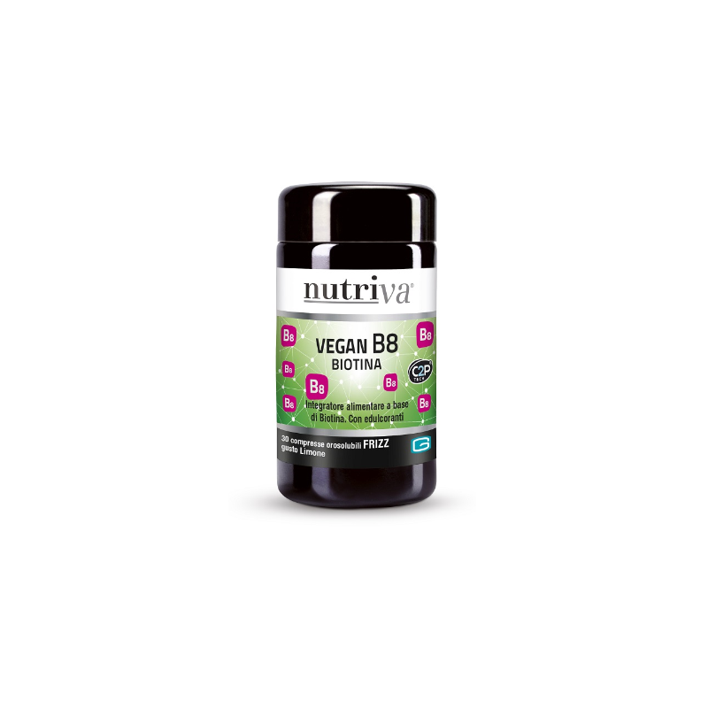 barattolo di Nutriva Vegan B8 30 Compresse Gusto Limone barattolo di Nutriva Vegan B8 30 Compresse Gusto Limone