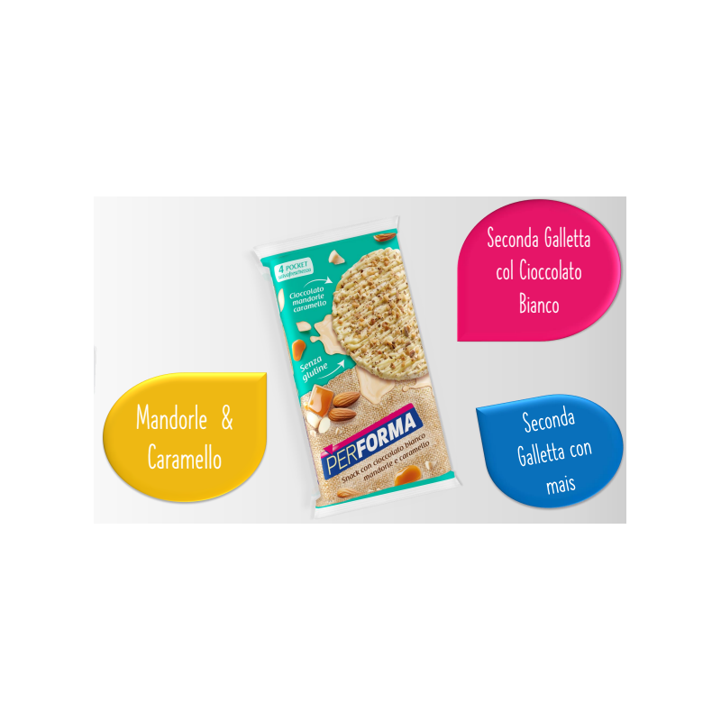 Pesoforma Gallette Cioccolato Bianco Mandorle e Caramello 4 Pocket da 2 Pezzi