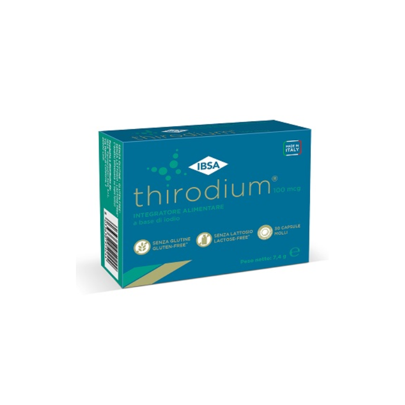 Scatola Thirodium 100 Integratore di Iodio per Tiroide 100mcg 30 Capsule