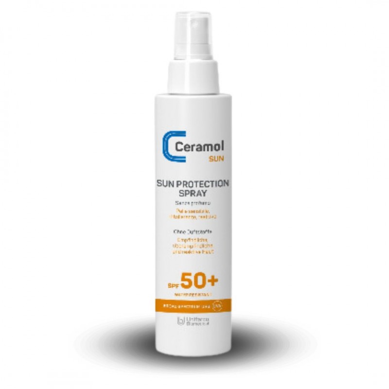 Flacone esterno di Ceramol Sun Protection Spray Solare SPF50+ Protezione Alta 150ml