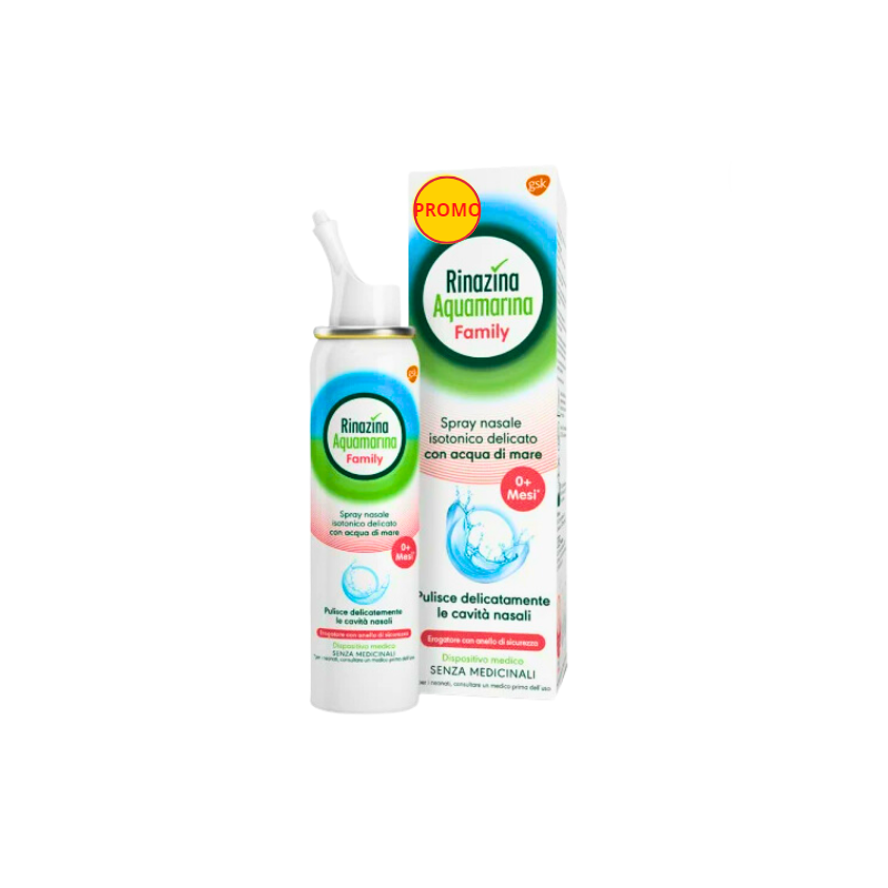 confezione di Rinazina Aquamarina Family Spray Nasale Isotonico 100ml PROMO