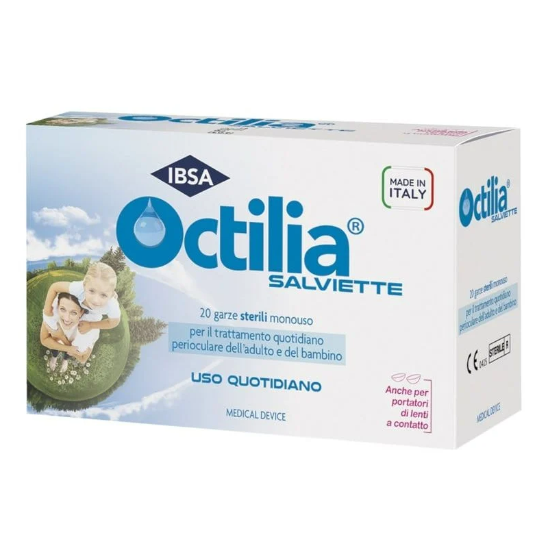 scatola di Octilia Salviette Monouso per Igiene Oculare di Bambini e Adulti 20 Pezzi