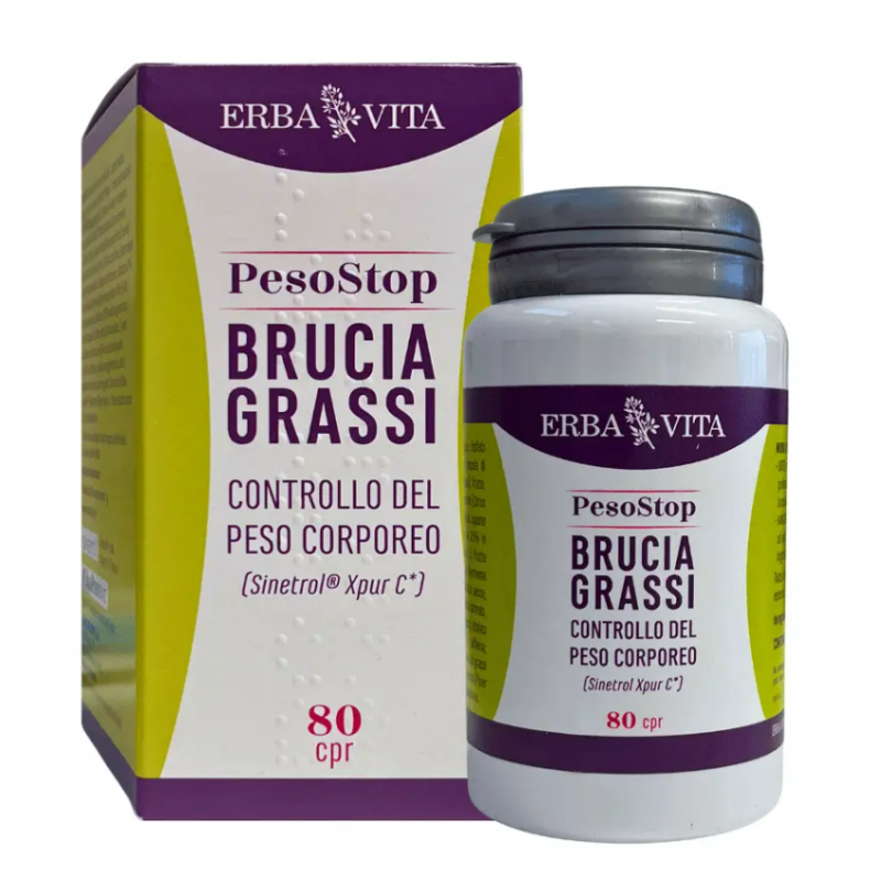confezione di Erba Vita PesoStop Brucia Grassi Integratore per Controllo del Peso 80 Compresse confezione di Erba Vita PesoStop Brucia Grassi Integratore per Controllo del Peso 80 Compresse