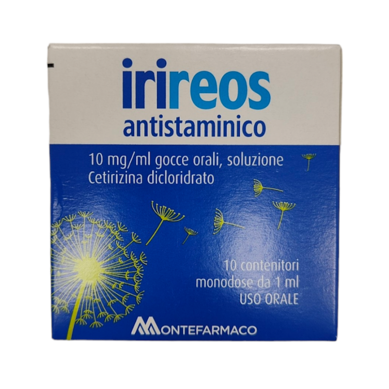 Scatola del Irireos Farmaco Liquido con Cetirizina per Allergie 10 Flaconcini 10mg/ml
