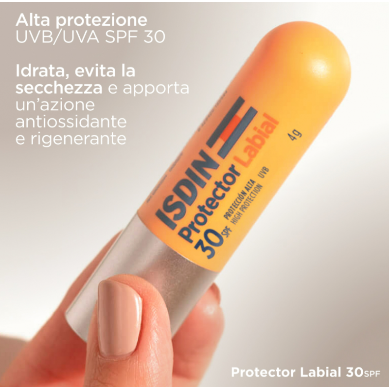 Foto con Tips Isdin Protector Labial Protezione Labbra SPF30 Stick 4g Foto con Tips Isdin Protector Labial Protezione Labbra SPF30 Stick 4g