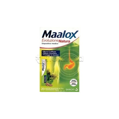 Maalox Evoluzione Natura per il reflusso gastrico - 20 bustine monodose