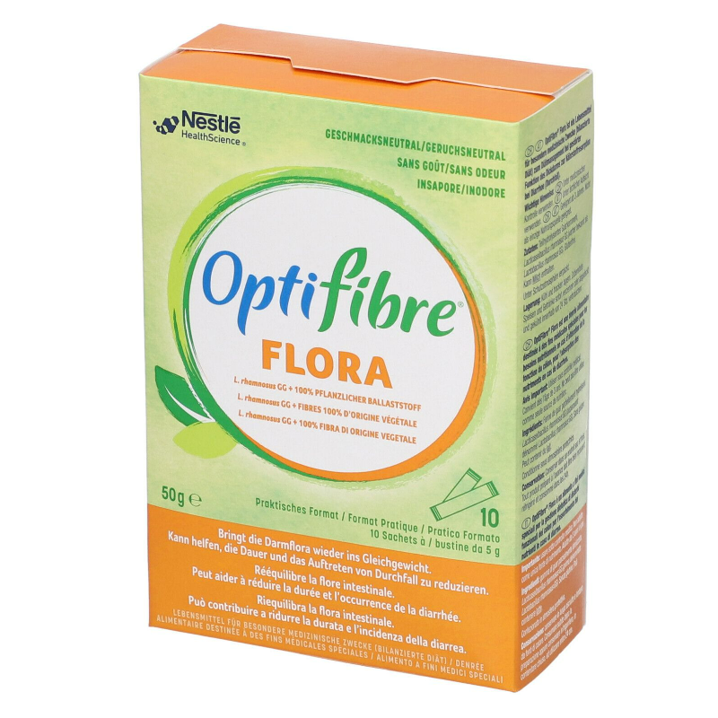 Scatola Nestlè Optifibre Flora Integratore per Diarrea 10 Bustine da 5g