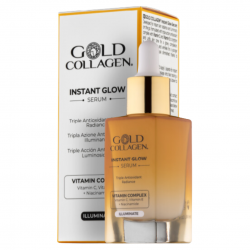 Gold Collagen Instant Glow Siero Illuminante Antiossidante 30ml Flacone e Scatola Gold Collagen Instant Glow Siero Illuminante Antiossidante 30ml Flacone e Scatola