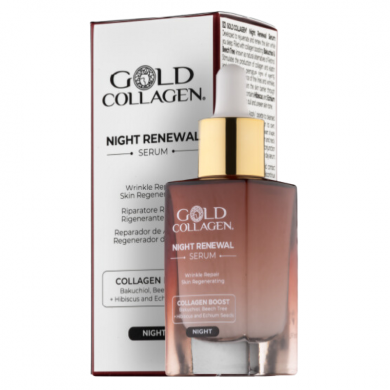 Gold Collagen Night Renewal Siero Viso Notte Anti Rughe 30ml scatola e flacone